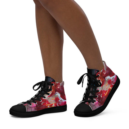 Half Black Half Báijiǔ - Womens High-Top Canvas Shoes