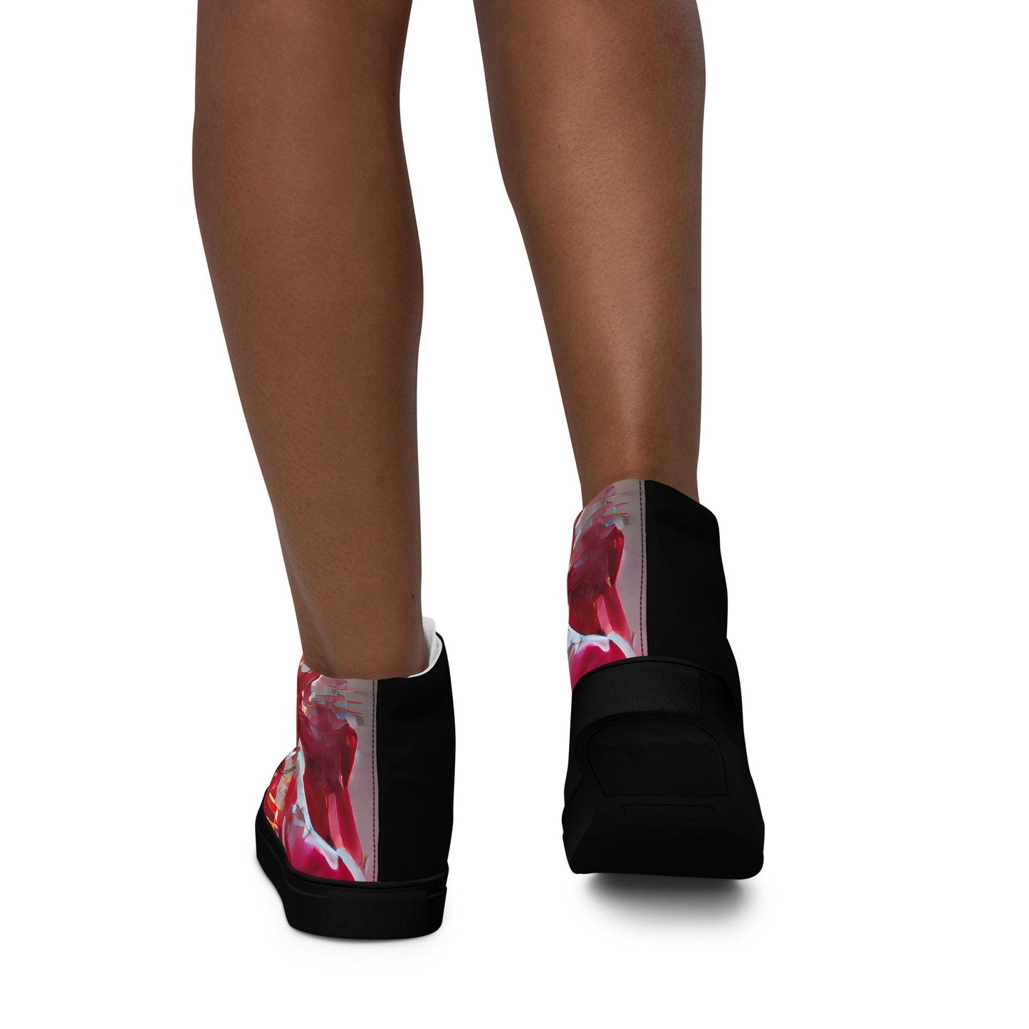 Half Black Half Báijiǔ - Womens High-Top Canvas Shoes