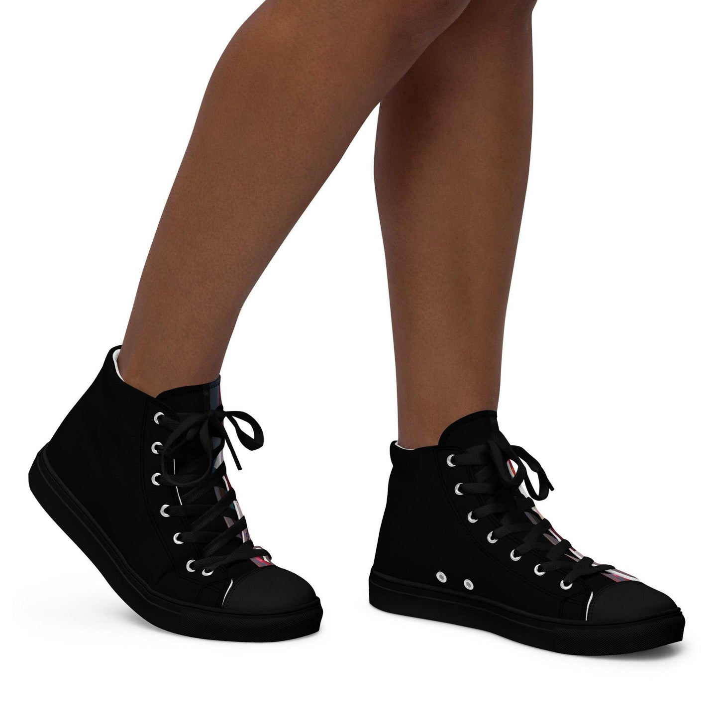 Half Black Half Báijiǔ - Womens High-Top Canvas Shoes