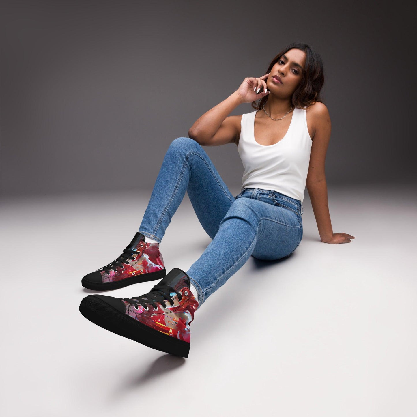 Half Black Half Báijiǔ - Womens High-Top Canvas Shoes