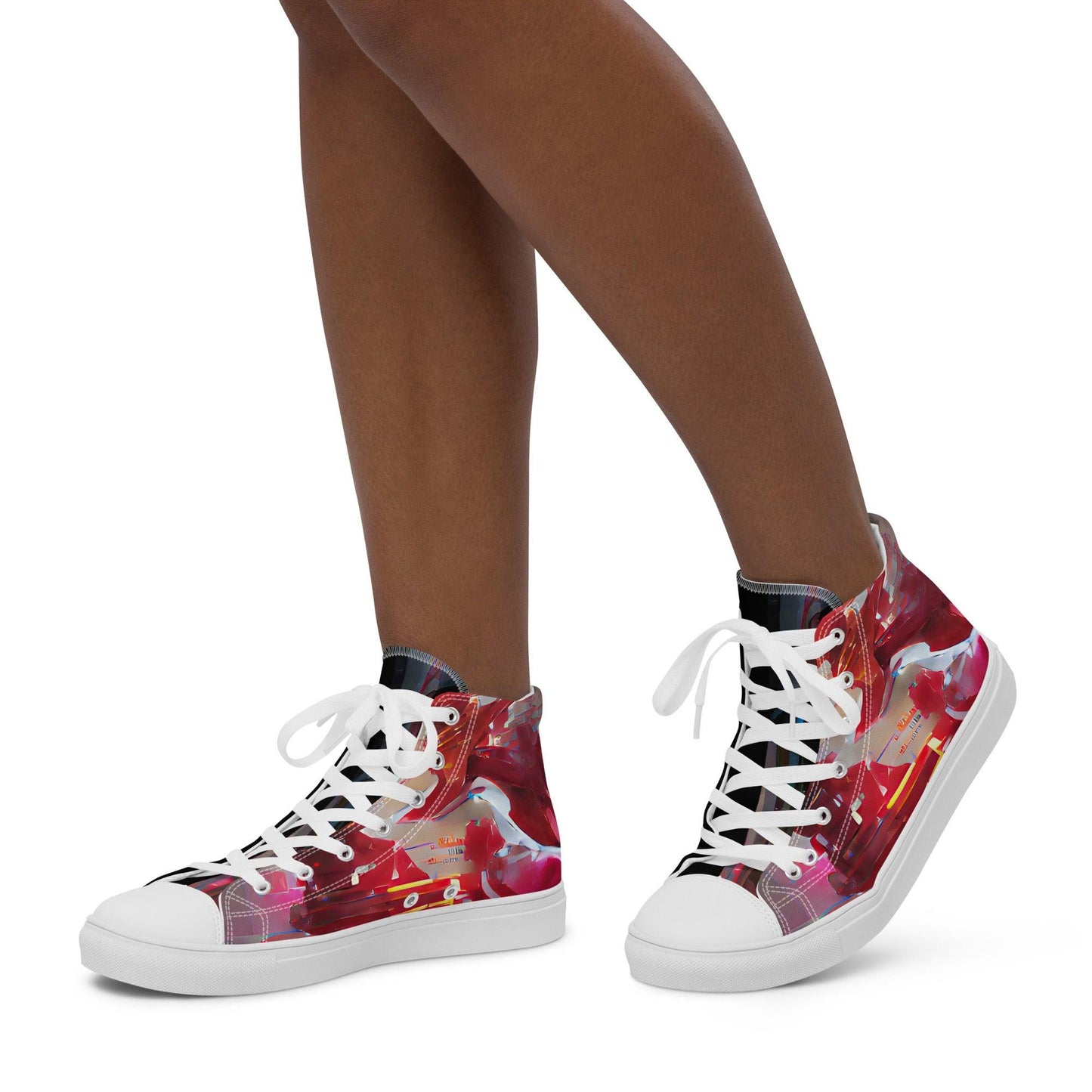 Half Black Half Báijiǔ - Womens High-Top Canvas Shoes