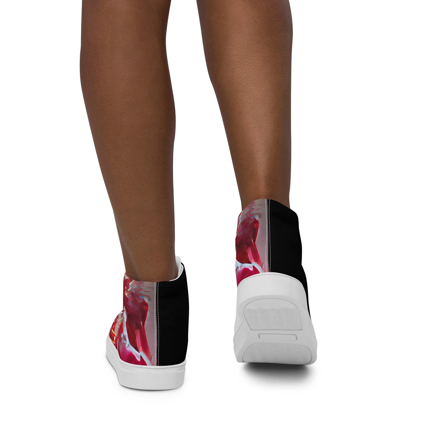 Half Black Half Báijiǔ - Womens High-Top Canvas Shoes