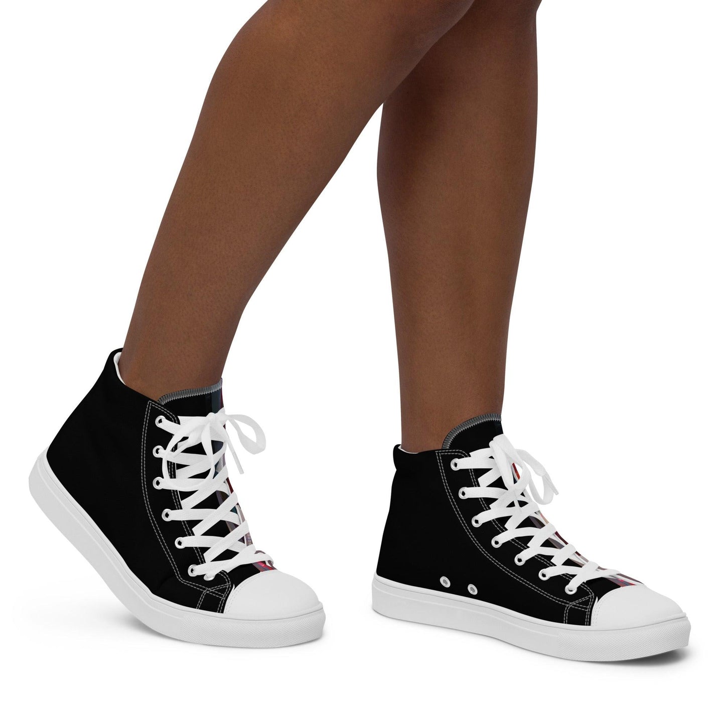Half Black Half Báijiǔ - Womens High-Top Canvas Shoes