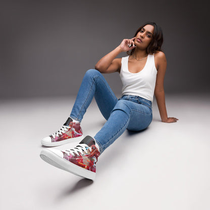 Half Black Half Báijiǔ - Womens High-Top Canvas Shoes