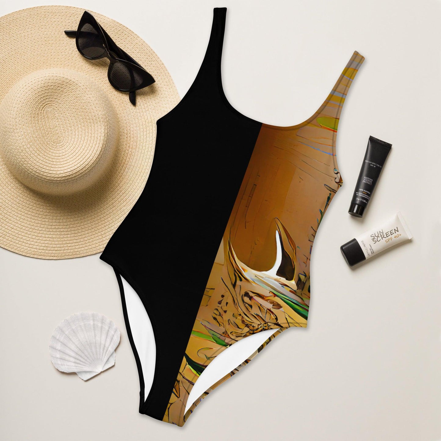 Half Black Half Gāolàng - Womens One-Piece Swimsuit