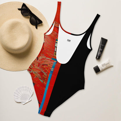 Half Black Half Hónghǎi - Womens One-Piece Swimsuit