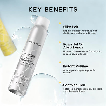 HALOVIDA Dry Shampoo Pack of 3 for Dark Hair — Invisible Residue, Oil Absorption, 72h Freshness
