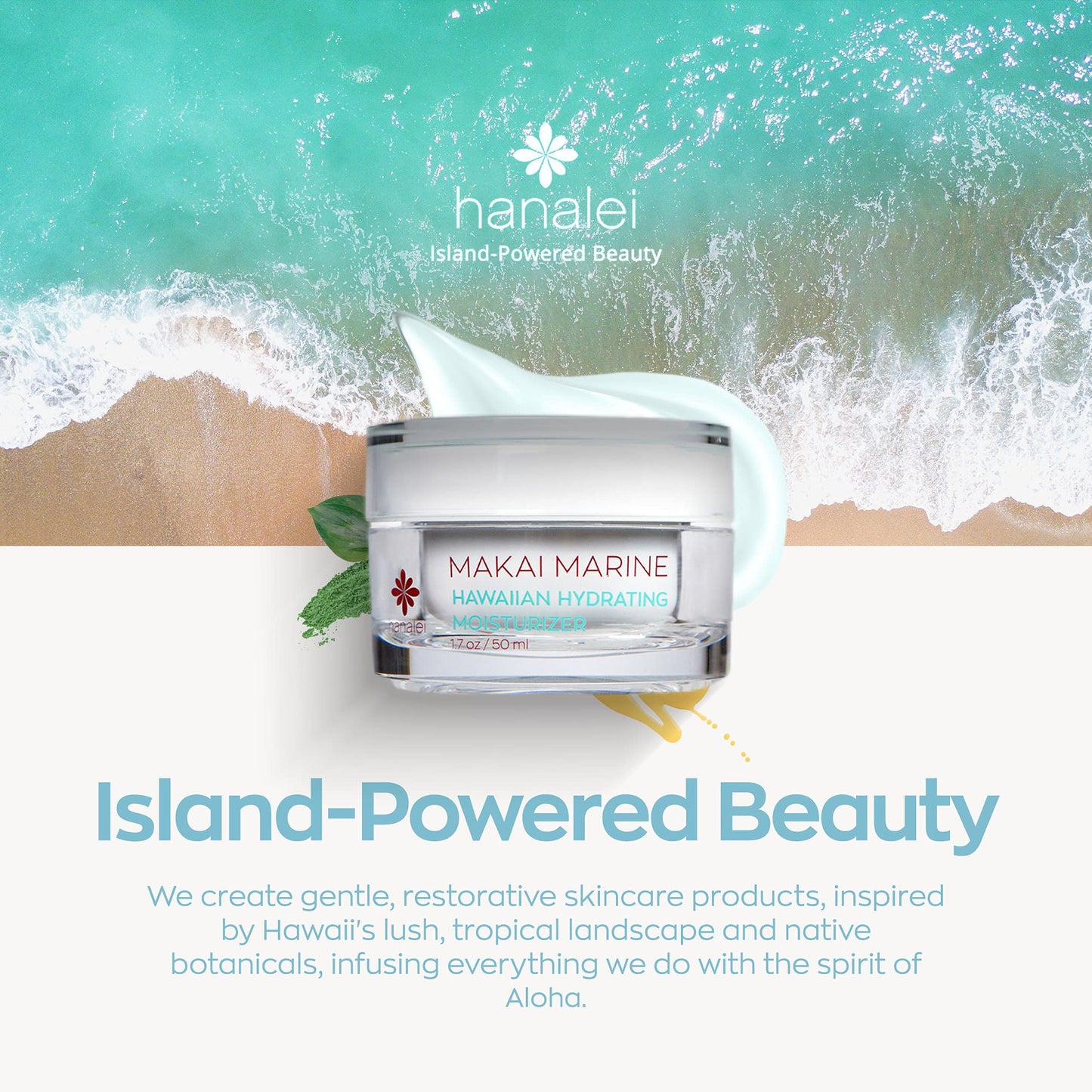Hanalei Makai Marine Gel-Cream | Lightweight Hydration for Dry Skin | Vegan & Cruelty-Free, 1.7 fl oz