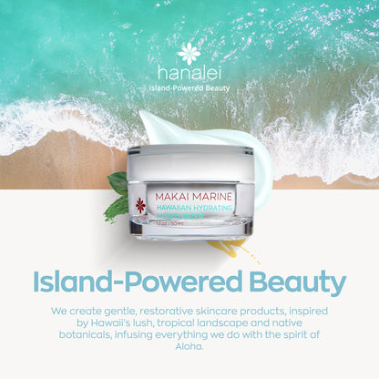 Hanalei Makai Marine Gel-Cream | Lightweight Hydration for Dry Skin | Vegan & Cruelty-Free, 1.7 fl oz
