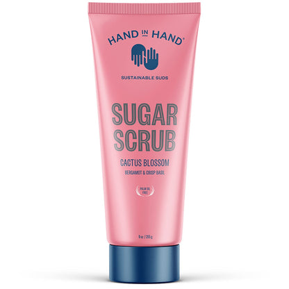 Hand in Hand Sugar Scrub – Gentle Exfoliation for All Skin Types, Bergamot & Crisp Basil, 9 oz (Cactus Blossom Scent)