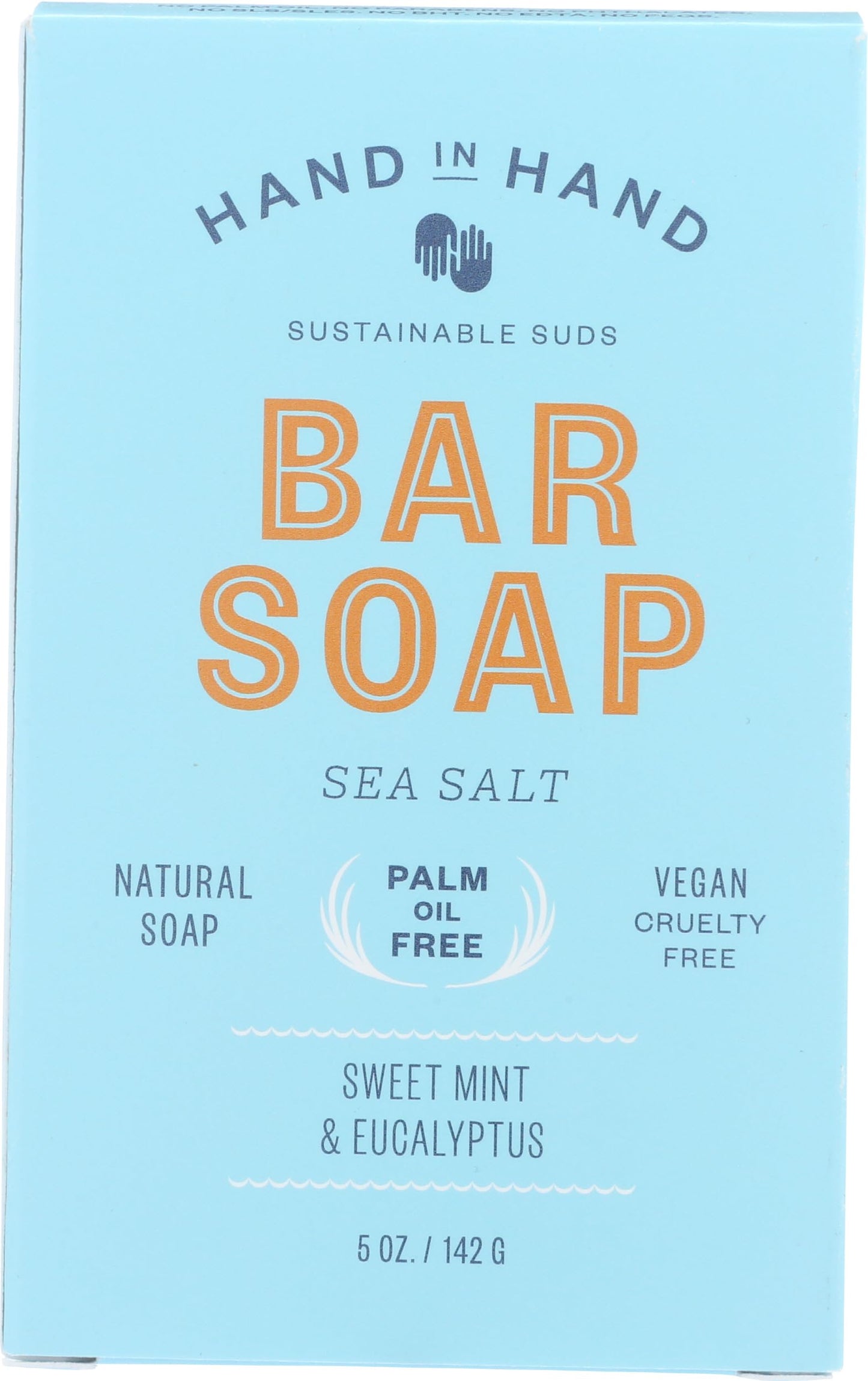 Hand in Hand Sweet Mint & Eucalyptus Sea Salt Bar Soap, 5 oz — Vegan, Palm Oil Free