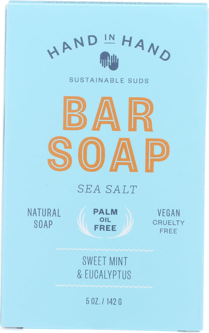Hand in Hand Sweet Mint & Eucalyptus Sea Salt Bar Soap, 5 oz — Vegan, Palm Oil Free