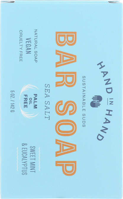 Hand in Hand Sweet Mint & Eucalyptus Sea Salt Bar Soap, 5 oz — Vegan, Palm Oil Free