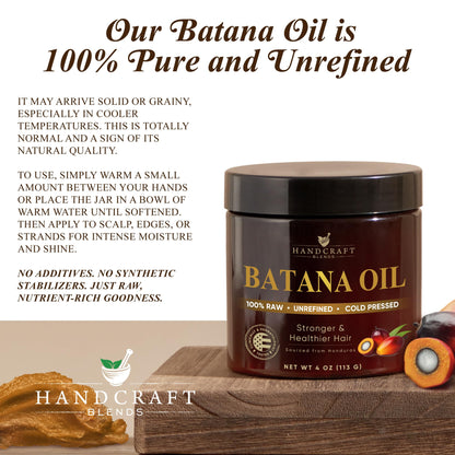 Handcraft Blends Raw Batana Oil — 4 oz, 100% Pure & Unrefined for Hair Hydration