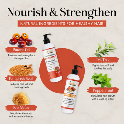 Handmade Hair Conditioner with Batana Oil & Sea Moss – Sulfate-Free, Paraben-Free, Non-Toxic, Fenugreek, Rosemary & Tea Tree