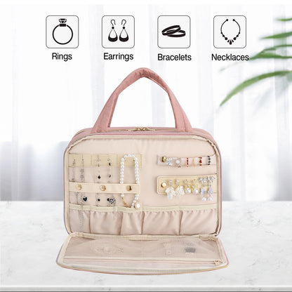 Hanke Hanging Travel Toiletry Bag for Women with Jewelry Organizer – 9.8L, Water-Resistant, Pink