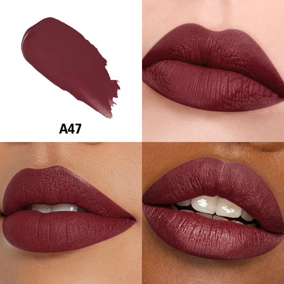 HANLADY Dark Burgundy Lipstick – Long-Wearing Matte, Vegan & Cruelty-Free (A47 Flamingo, 1 Pack)