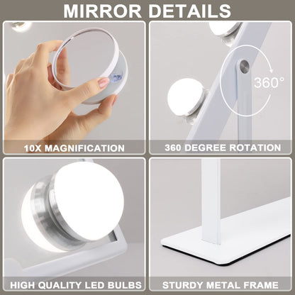 Hansong Vanity Mirror with Lights, Wireless Charging & Bluetooth Speaker | 12 LED Hollywood Makeup Mirror