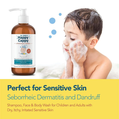 Happy Cappy Medicated Shampoo & Body Wash for Babies – Fragrance-Free, Dandruff & Cradle Cap Relief, Dermatologist Tested, 8 fl oz (Pack of 2)