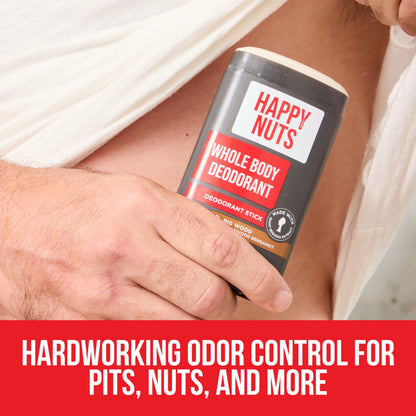 Happy Nuts Whole Body Deodorant for Men – All-Day Odor Protection, Big Wood Scent