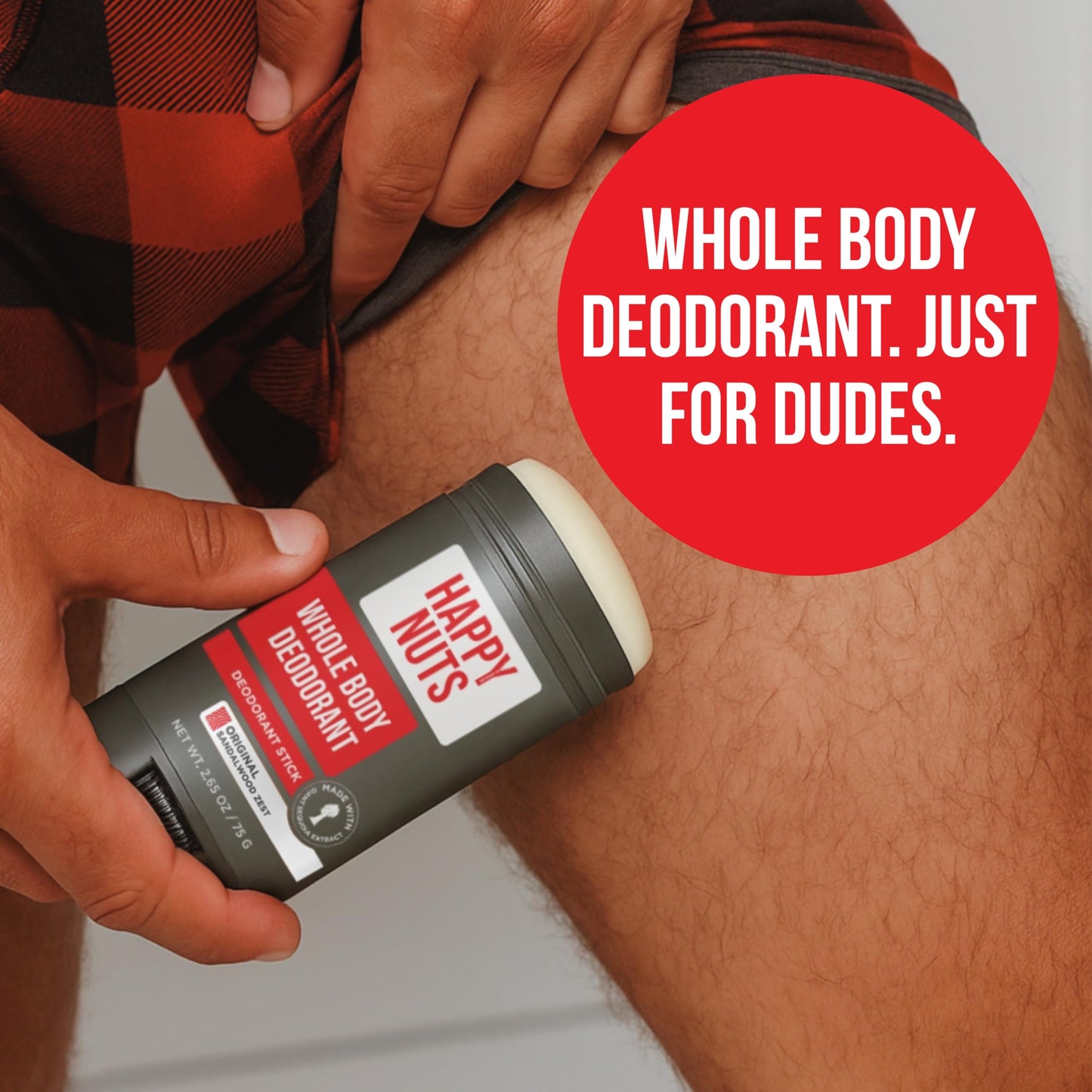Happy Nuts Whole Body Deodorant for Men – All-Day Odor Protection, Big Wood Scent