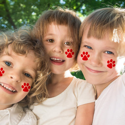 Harloon Paw Print Tattoos - 20 Sheets, 300 Pcs Red Temporary Face & Body Stickers