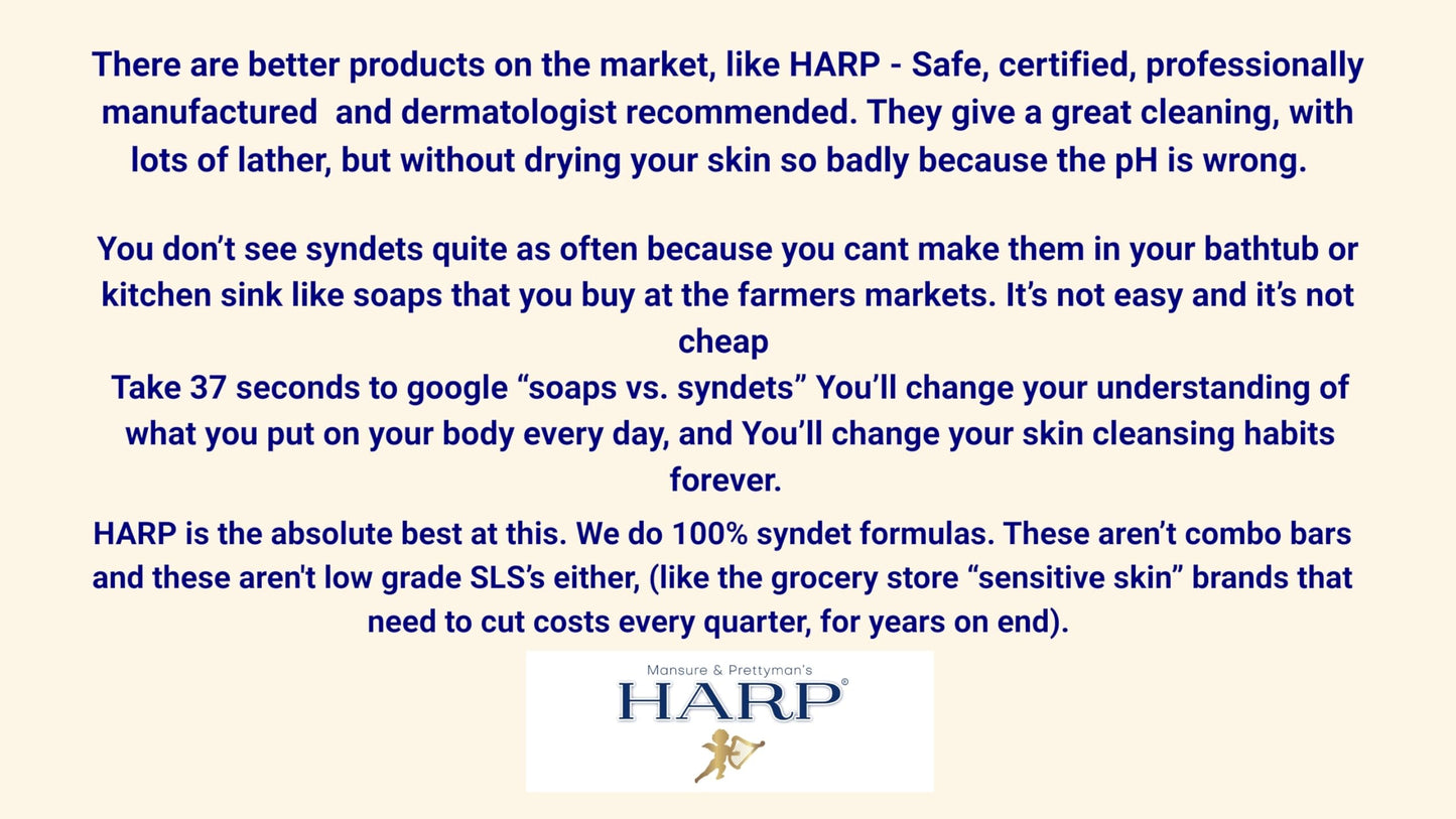 HARP Fragrance-Free Body Wash Bar | pH 5.0–6.0 Syndet, No Lye, Non-Comedogenic, 5oz
