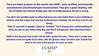HARP Fragrance-Free Body Wash Bar | pH 5.0–6.0 Syndet, No Lye, Non-Comedogenic, 5oz