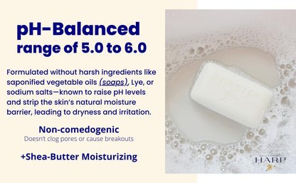 HARP Fragrance-Free Body Wash Bar | pH 5.0–6.0 Syndet, No Lye, Non-Comedogenic, 5oz