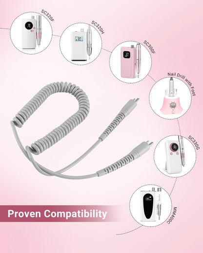 Hasakhi Handpiece Wire for Nail Drill – Durable 2-Pin Cord for SC320H/SC320I/SC320C/SC300F/SM200F/SC330G