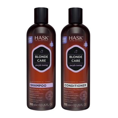 HASK Blonde Care Shampoo + Conditioner Set | Sulfate-Free, Gluten-Free, Vegan, Color Safe | 12oz Each