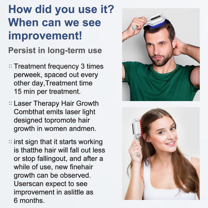 HAUBAT Laser Therapy Hair Growth Comb – FDA Cleared LLLT Device for Hair Growth | Red Light Scalp Massager