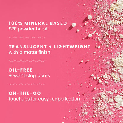 Hawaiian Tropic Mineral Translucent Sunscreen Powder Brush — SPF 30, 100% Mineral, Travel-Size
