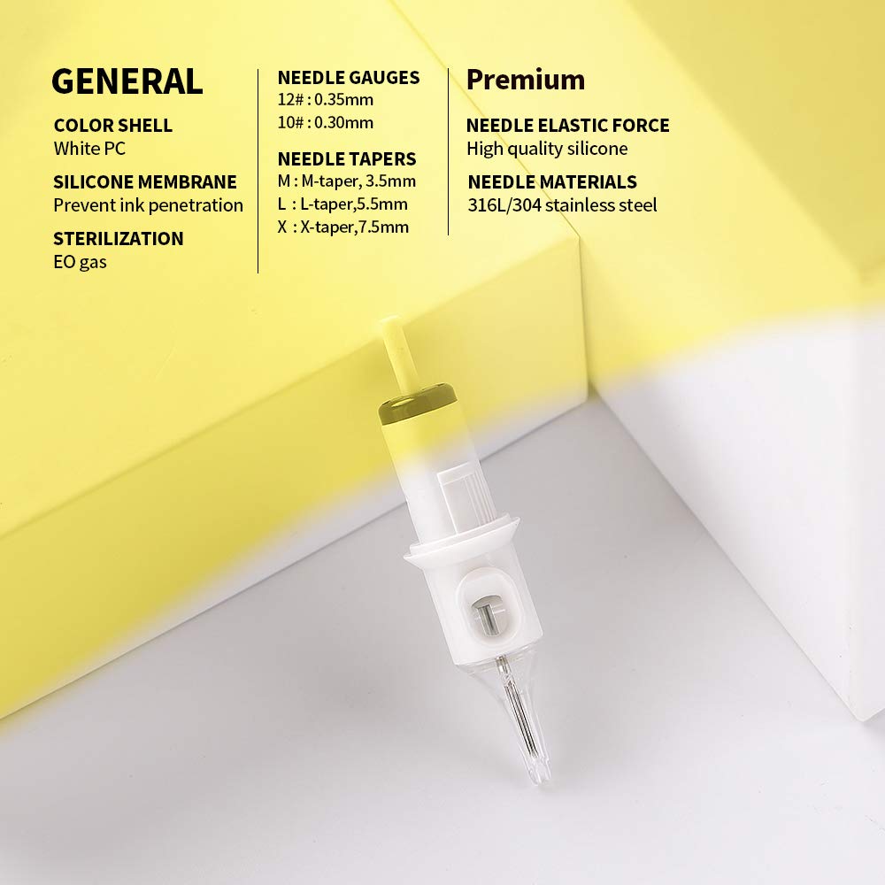 HAWINK Tattoo Cartridge Needles #12 11RL X-Taper with Membrane, 20Pcs