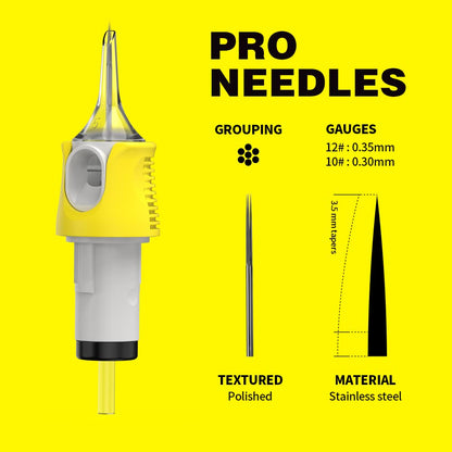 HAWINK Tattoo Cartridge Needles #12 Standard 14-Round Liner X-Taper | 16PCS with Membrane EN05S-FG-16-1214RL