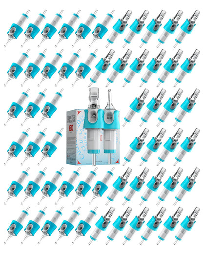 HAWINK 60-Piece Tattoo Needle Cartridges: Mixed Sizes (#10 Bugpin, #12 Standard) 5RS-14RS + EN05S-BFG-60KIT-S