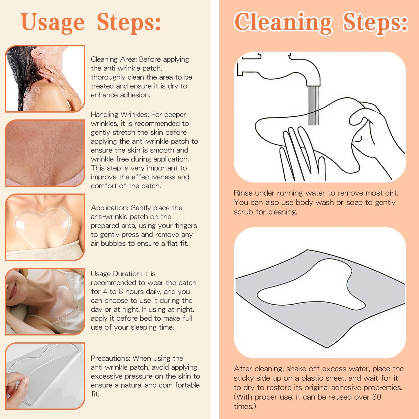 HAJWOBVY Silicone Neck Wrinkle Patches - Reusable Overnight Lifting (4 Pack)
