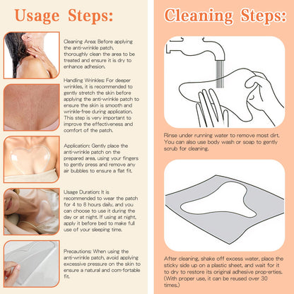 HAJWOBVY Silicone Neck Wrinkle Patches - Reusable Overnight Lifting (4 Pack)