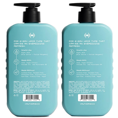 Hawthorne All Day Men's Shampoo — Sulfate Free, Argan & Coconut Oil, Night Swim Scent (16 oz x2)