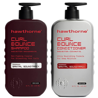 Hawthorne Curl Bounce Shampoo & Conditioner Set for Men – Sulfate Free, Sandalwood, 16 oz Each