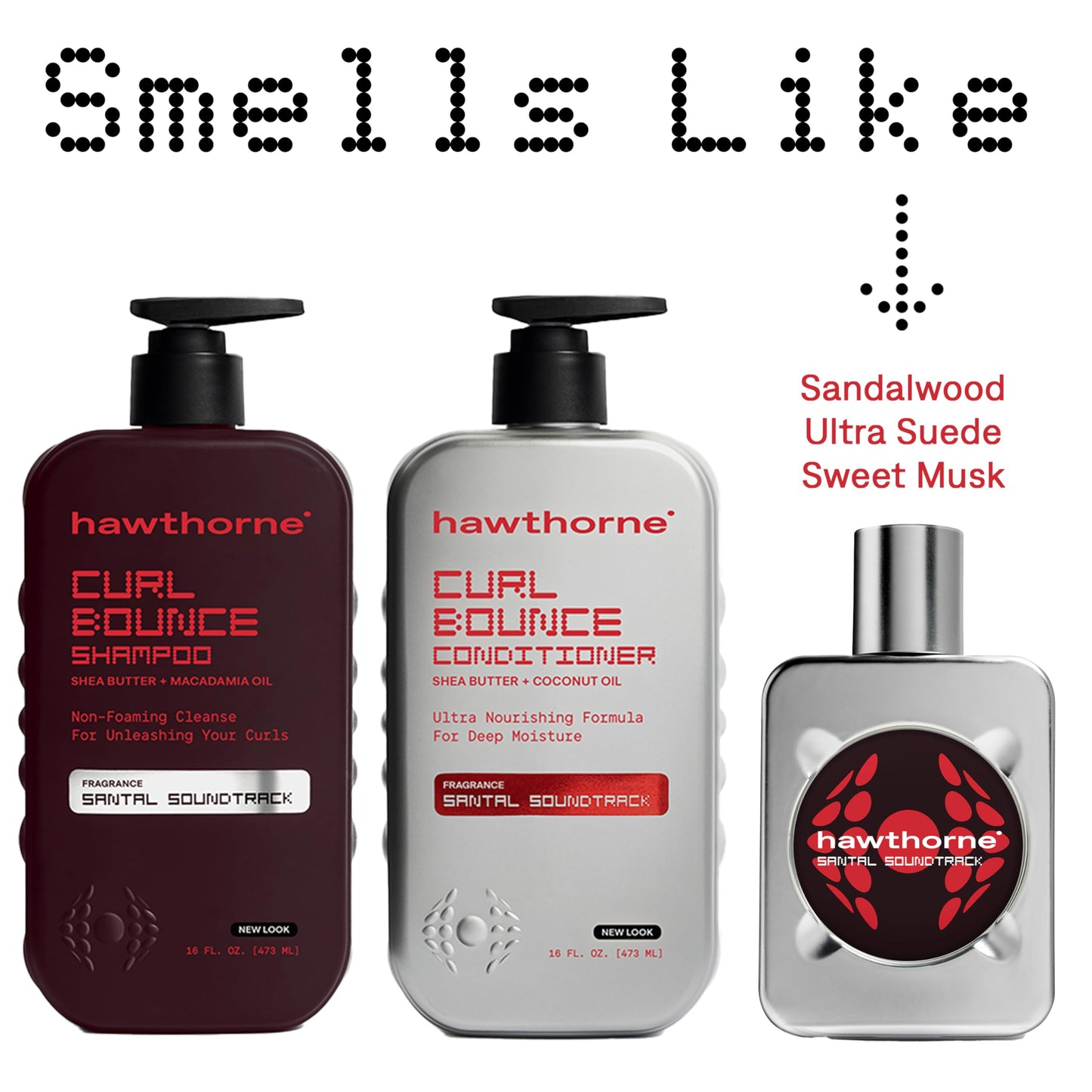 Hawthorne Curl Bounce Shampoo & Conditioner Set for Men – Sulfate Free, Sandalwood, 16 oz Each