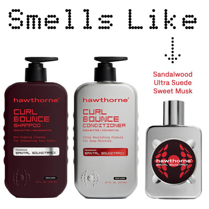 Hawthorne Curl Bounce Shampoo & Conditioner Set for Men – Sulfate Free, Sandalwood, 16 oz Each