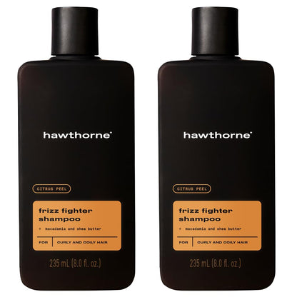 Hawthorne Frizz Fighter Shampoo for Men – Curly Hair Hydration, Sulfate Free (8 oz) 2-Pack