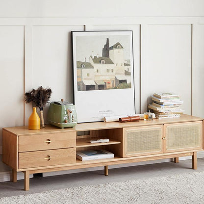 Haygashen Rattan TV Stand, Oak