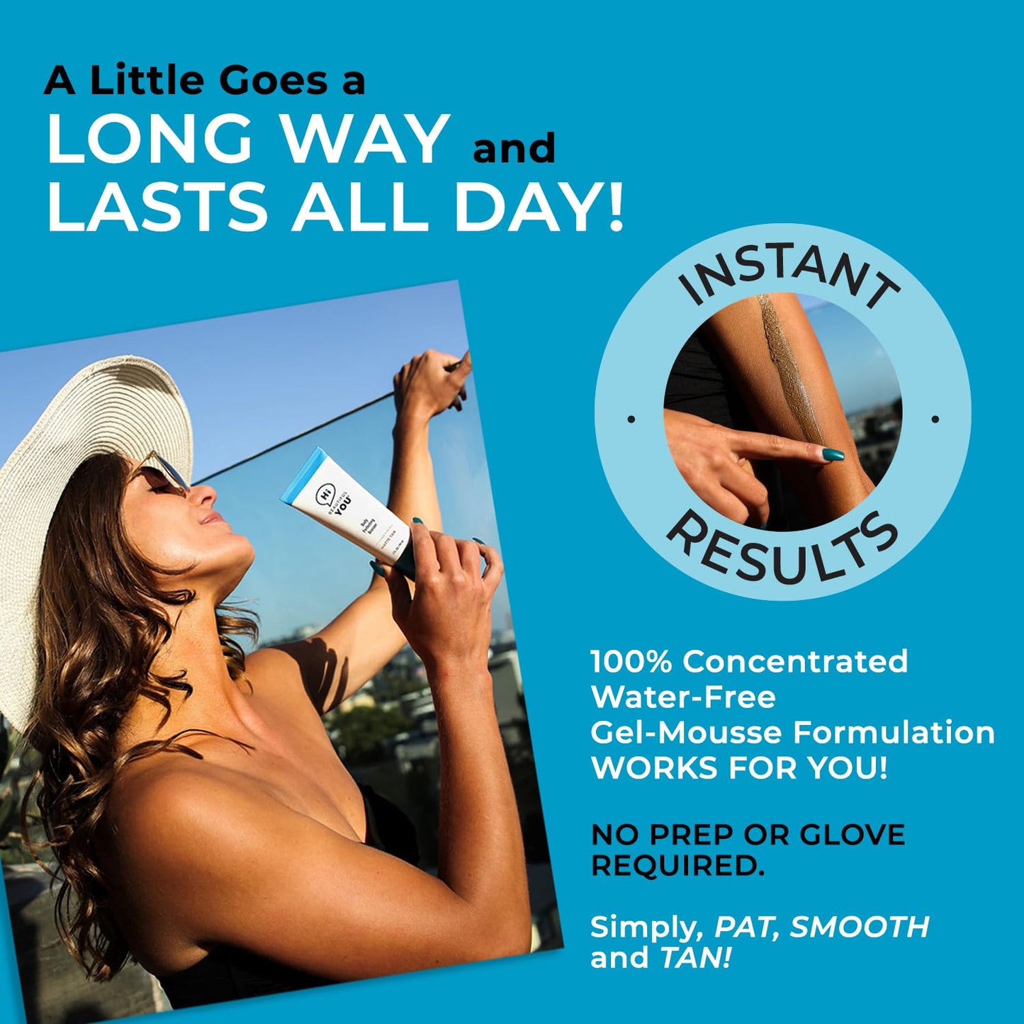 BE YOU BODY by HBY | Body Perfecting Bronzer – Instant Sunless Glow, Transfer- and Sweat-Resistant