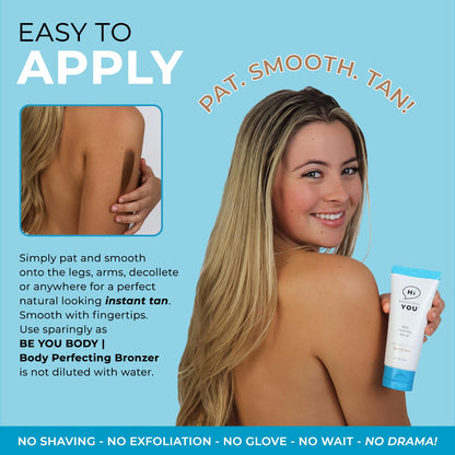 BE YOU BODY by HBY | Body Perfecting Bronzer – Instant Sunless Glow, Transfer- and Sweat-Resistant