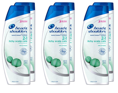 Head & Shoulders Itchy Scalp Care with Eucalyptus – 2-in-1 Anti-Dandruff Shampoo + Conditioner, 8.45 Fl Oz (Pack of 6)