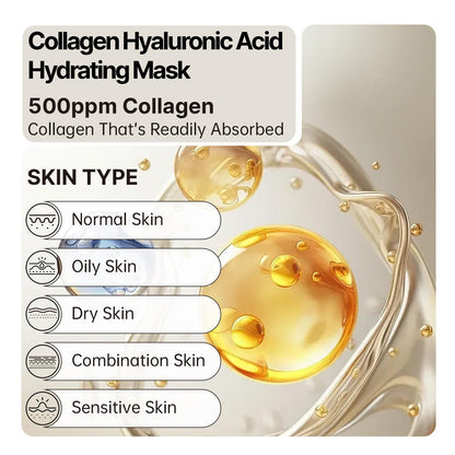 HEALOINE Deep Collagen Mask with Hyaluronic Acid – Overnight Firming, 500ppm Collagen, 30g x10