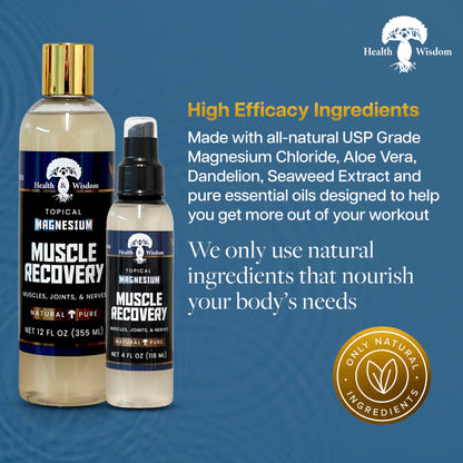 Health and Wisdom Magnesium Muscle Recovery – Topical Muscle & Joint Support (4 fl oz)