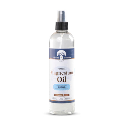 Health & Wisdom Pure Magnesium Oil – Topical Muscle & Joint Relief, Skin Moisturizer (12 oz)